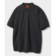 DIMITRI BLACK VLAD 피그먼트 슬래쉬 피케 카라 반팔 티셔츠_피그먼트 차콜