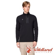 wildland 荒野 男Polartec PSP 彈性半開襟長袖極暖衣 黑色 P2628