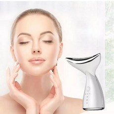 고주파 진동 목 리프팅 얼굴 마사지기 LED 초음파 마사지기, 화이트
