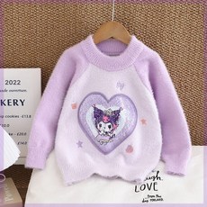 여아 주니어 니트 겨울 두꺼운 기모안감 스팽글 스웨터 키즈니트 궤여운 캐릭터