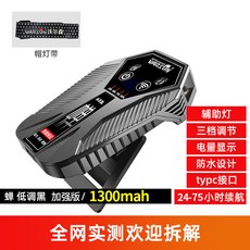 棲野Cheer 頭燈超亮蟬夾帽燈釣魚專用充電強光超亮頭戴式帽簷夜釣感應頭燈, 1個, 黑色加強版（1300毫安/續航24-75