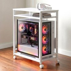 시스퍼닉 컴퓨터 본체 받침대 높이 조절 이동식 사이드 테이블, 화이트