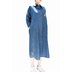 비꼴리끄 데님 자수 셔츠 원피스 550632