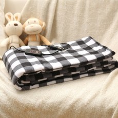 차량용 캠핑용 12V 전용 히트 열선 소프트 벨벳 담요, 1개, 화이트&블랙