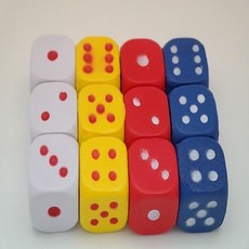 EVA소프트주사위(4-4-4cm) 4색 3개입 12개 세트-랜덤 kou+3467LP