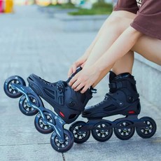 레이싱 인라인 전문가 스피드 스케이트 선수 3륜 스케이팅 성인용, 1개, 대형 4휠 성인 하이탑 4 x 100mm