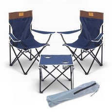 연필트리 이지 접이식 체어 아웃도어 캠핑의자 체어, 1개, 투톤 이지 체어 2개+테이블(네이비)