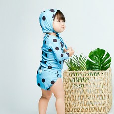 베이비앙 도트 수영장 방수기저귀 물놀이팬티 세트(모자/상의/하의 수영장 기저귀포함), 3종세트(상의L+팬티L+수영모), 1개, 대형(L)