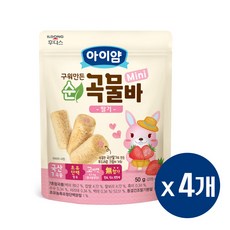 아이얌 순곡물바 미니, 딸기맛, 50g, 4개