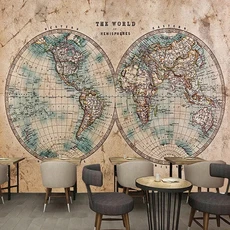 벽지 월페이퍼 스티커 레트로 포토 벽화 세계지도 노스탤지어 맞춤형, 250cmx160cm, Self-adhesive PVC