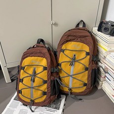 戶外雙肩包大容量徒步運動揹包登山包男生通勤書包女大學生電腦包, 棕色小號