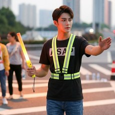 밤에 더욱 잘보이는 고탄력 야간 안전 반사 어깨띠, 1개, 형광