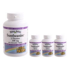 natural Factors 茶胺酸咀嚼錠 100mg, 60顆, 4罐