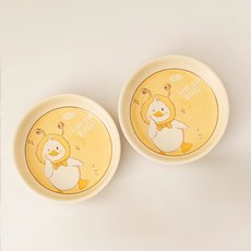 Tiger Pavilion 세라믹 원형 접시, 큐트 덕, 2개