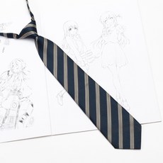 日系學生制服配飾條紋領帶 免打領帶懶人專用 女學生校供款 咖啡色紅色藍色 手打領帶材質舒適 #A8016藏青三線(懶人) #默認尺寸