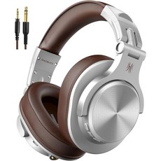 OneOdio A70 블루투스 오버 이어 헤드폰 72시간 재생 가능 무선 헤드폰 고해상도 3.5mm/6.35mm 유선 오디오 잭 스튜디오 모니터 및 믹싱 DJ 기타 앰프, Silver