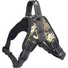 강아지 리프트 하네스 목줄 용품 개 옥스포드 부드러움 결박 없음 통기성 조절 가능 잡아당김 방지 소형견 중형견 대형견 시바견 아키타견 산책 훈련 외출 S 카모, XXL 사이즈 (x 1)