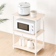 [색상리뉴얼행사] 국내생산 튼튼한 조립식 전자렌지대 다용도수납장 밥솥다이 렌지대수납장 맘마존 강아지수납장, 2-1) 진열장형 3단-크림화이트