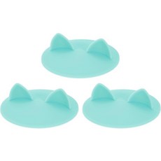 uxcell 3Pcs 실리콘 컵 뚜껑 3.9인치 머그 커버 씰 고양이 귀 재사용 가능한 먼지 방지 밀폐 뜨거운 음료와 차가운 음료 유리 커피 연한 파란색, 3.9 Inch, Light Blue