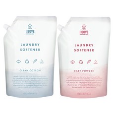 아이보브 고농축 클린코튼 유연제 리필+베이비파우더 유연제 리필, 2개, 1200L