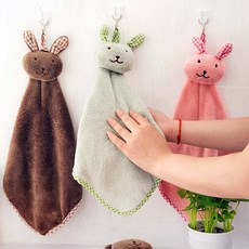 토끼 어린이집 주방 자동차 고리 수건 핸드 타올, 1개, 2토끼주방타올-핑크