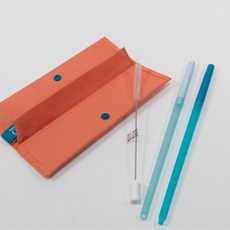 타파웨어 에코 빨대 가방 세트 휴대용 빨대 2개 청소솔 위생 스트로우 세트, 1개