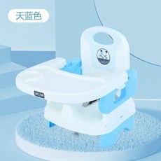 寶寶餐桌椅可摺疊便攜式兒童凳子靠背簡易款, 基礎款【藍色】+安全帶,升級服務