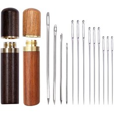 KAOBUY 15PCS 바느질 바늘 큰 눈 손 바느질 가죽 바느질 바늘 패브릭 크로스 바느질 바늘 나무 바늘 케이스, 보여진 바와 같이