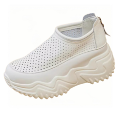 1/1+1 여성용 두꺼운 밑창 스니커즈 여름 캐주얼화 여 통굽 키높이 아빠 신발 통풍 펀칭 아빠 신발 여름 샌들