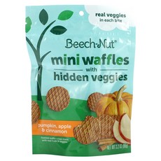 Beech-Nut 미니 와플 위드 히든 베지스 생후 12개월 이상 호박 사과 & 계피 90g(3.2oz) Beech-Nut (비치넛), Beech-Nut, 미니 와플 위드 히든 베지스, 생후