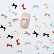 ISHR 네일 파츠 리본 약 50개 3D 입체 나비 매듭 귀여워 작은 네일 리본 네일 아트 핸드메이드 수공예 주얼리 파츠 데코 파츠 (50)