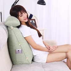 삼각등받이쿠션/허리 침대 쇼파 의자 집순이, 삼각등받이쿠션 중형 그린