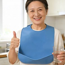 오렌지토파즈 어르신 식사용 노인 턱받이 실리콘 성인용 방수 앞치마 요양원 환자용턱받이, 핑크