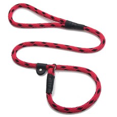 Mendota Pet 슬립 목줄 - 강아지 리드 및 칼라 콤보 - 미국 제조 - 다이아몬드 사암 1cm x 1.2m(3/8인치 x 4피트) - 소형/중형 품종용, 블랙 아이스 레드