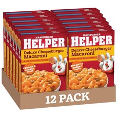Hamburger Helper Pasta Deluxe Cheeseburger Macaroni 5.5 햄버거 헬퍼 파스타 딜럭스 치즈버거 마카로니 5.5 온스 케이스당 12개, 155g, 1개