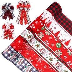 6피스 크리스마스 리본 레드 및 블랙 격자무늬 패브릭 공예 스트립 밴드 핸드 크래프트 나비 넥타이 화환 꽃 선물 상자 포장 파티 장식 선물 28.4m(30야드) 26491, 레드 크리스마스