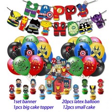 생일 파티 학예회 이벤트 할로윈 용품 어벤져스 풍선 스파이더맨 아이언맨 헐크 슈퍼 히어로 장식 식기 배너 배경, Other, 1Set L