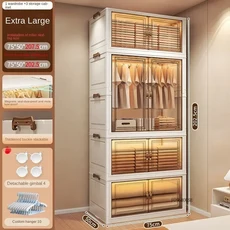 북유럽 미니멀리스트 옷장 가정용 보관함 간단한 접이식 침실 가구 조립, 03 A 75cm-1cabinet 3box