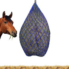 LuckyOpt 가축용 나일론 대용량 건초 그물 - 사료 낭비를 줄이기 위한 작은 구멍 슬로우 피더 메시 건초 행거 백 말 소 양 알파카 닭을 위한 다용도 보관 네트(블루, 블루