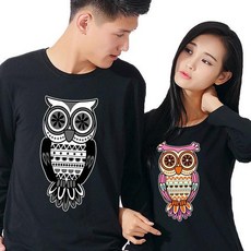 艾咪E舖 T恤 情侶裝 班服 台灣製造 MIT 獨家配對情侶裝 純棉長T 長袖 貓頭鷹