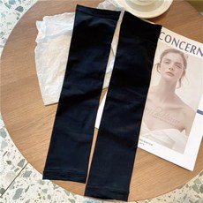 莫代爾夏季防曬袖套女刺繡蝴蝶結冰袖親膚防紫外線護手臂遮陽手袖, 純黑無刺繡蝴蝶結, 1個