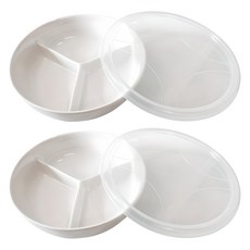 BELLOVIE 3格圓形陶瓷餐盒, 單色, 2個