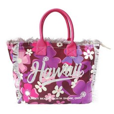 KIIMONBAJJ 지퍼가 달린 여성용 패션 캔버스 토트백 귀여운 라지 모노그램 비치 백 꽃무늬. L