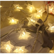 LED星星款燈串 亮晶晶燈串 新年飾品 戶外防水, 1個, 3米暖白,3A帶閃爍三段式電池盒