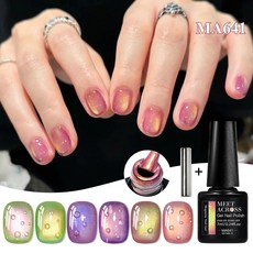 6가지 색상 과일 바구니 그린 구아바 고양이 자석 젤 네일 폴리쉬 (자석 포함) 젤리 글래스 비드 소크 오프 UV 젤 바니쉬 여름 네일 용품, 과일 젤리, 6개, 7ml