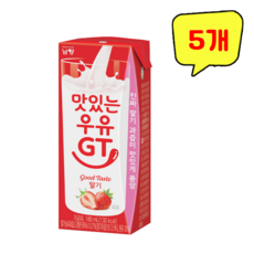 남양 맛있는 우유 GT 딸기 멸균우유, 180ml, 5개