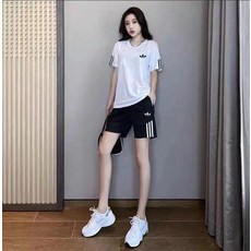 커플 운동 반팔 세트 런닝 헬스 아이스 빠른건조 넉넉핏 투피스, 1개, 화이트 여성용