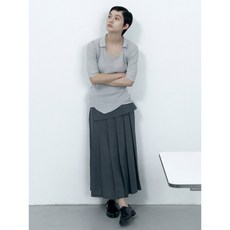 [국내매장정품] 에잇세컨즈 8SECONDS 랩 벨트 플리츠 롱 스커트 - 애쉬 115827BY14 142667