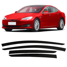 tesla 호환 Model S 용 윈도우 바이저 2019 2020 윈드 디플렉터 레인 가드 도어 벤트 쉐이드 Ventvisor Sun, 01 for Model S 19-23