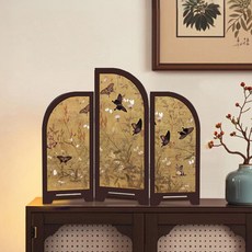 中古風桌面擺件新中式小屏風茶桌邊櫃鬥櫃裝飾品可摺疊復古擺畫, 1個